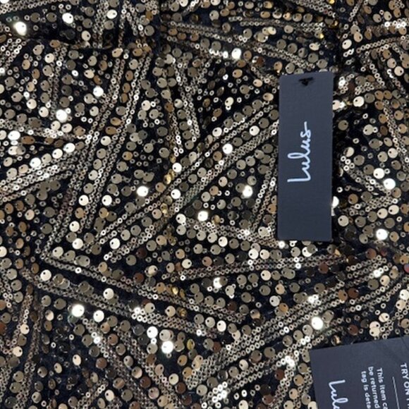 NWT Lulus Sensational Diva Gold Sequin Halter Mini Bodycon Dress - Picture 6 of 9